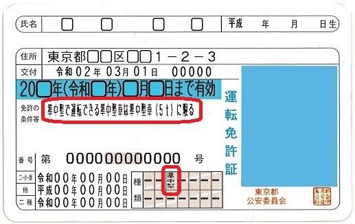 ５ｔ限定,準中型,免許,トラック,２トン